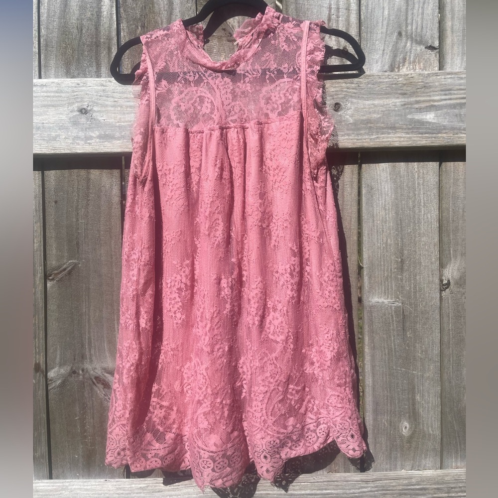 Suzanne Betro Pink Lace Sleeveless Blouse Sz M